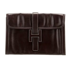 Auth Vtg Hermes Box Jige 29 Clutch Handbag Purse Minimalist Luxury Classic Gift